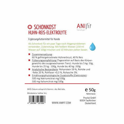 Hund Hundefutter Nassfutter Schonkost Hund Schonkost Huhn/Reis 50g 1 Stück -3- Anifit